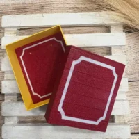 Caja taurina roja con detalles dorados para accesorios de Concha Vega