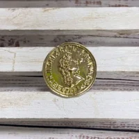 Broche Moneda Grande Dorado Brillo