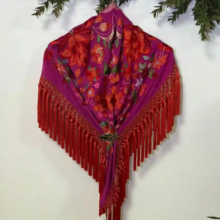 Mantoncillo Mod. Tulipán con Fleco Coral - Buganvilla