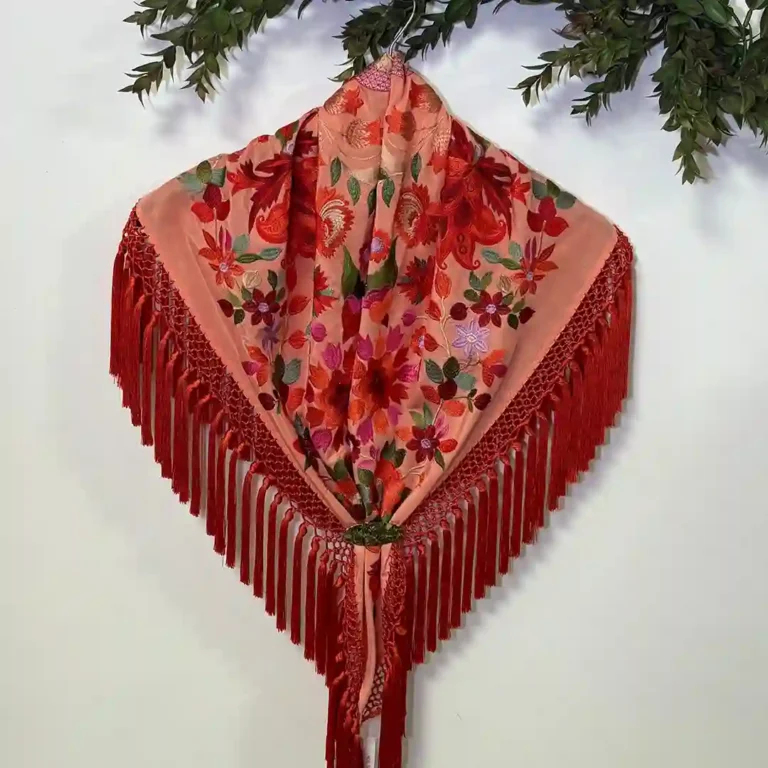 Mantoncillo Mod. Tulipán con Fleco Coral - Salmon