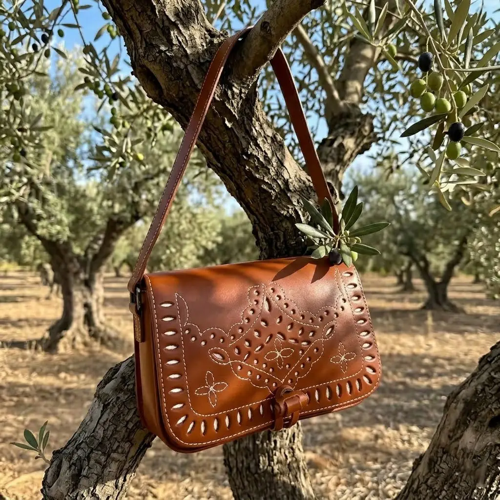 Bolso riñonera de piel estilo campero ideal para El Rocío y romerías