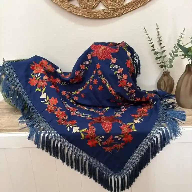 Mantón Mod. Libélula - Azul Tinta