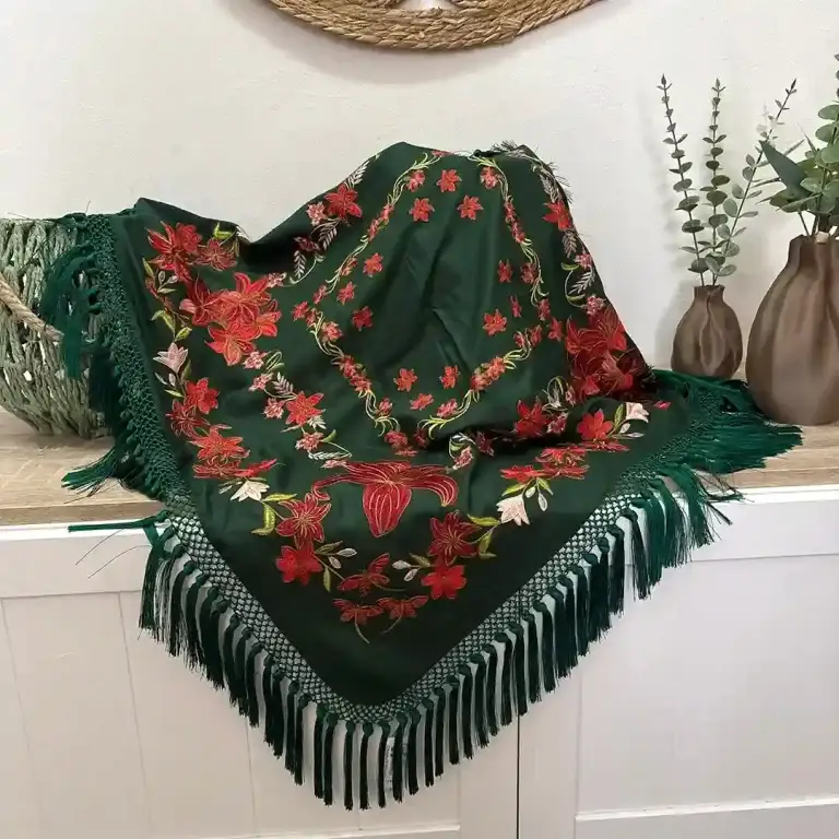 Mantón Mod. Libélula - Verde Botella