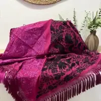 Mantón Mod. Papagayo - Buganvilla/Negro