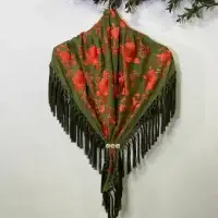 Mantoncillo Mod. Amapola - Verde con Coral